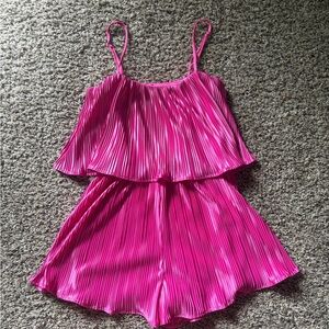 Lulu's Vibrant Pink Pleated Romper